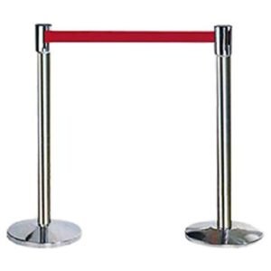 LADWA Q Manager, 202 Grade Extendable 2.25 m Hook Type Stanchions Barrier Accessories Steel Barricade, Que Manager - Red - Set of 2