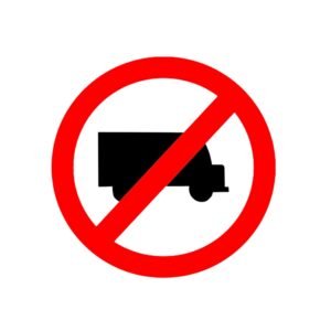 LADWA Trucks Prohibited Mandatory Retro Reflective Road Signage - 600 mm Circle (Red White, aluminum)