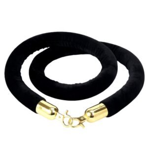LADWA Set of 2 Golden Finish Q Manager with Black Velvet Rope for Ensuring Social Distancing, Queue Manager with 1.5m Rope, Barricade, Stanchions (Set of 2 Pillar and 1 Rope)