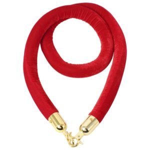 LADWA Set of 2 Silver Finish Q Manager with Red Velvet Rope for Ensuring Social Distancing, Queue Manager with 1.5m Rope, Barricade, Stanchions (Set of 2 Pillar and 1 Rope)