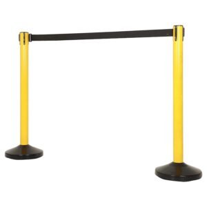 LADWA Set of 2 Q Manager, 202 Grade Extendable 2.25 mtr Hook Type Stanchions Barrier Accessories Steel Barricade, Que Manager - Yellow