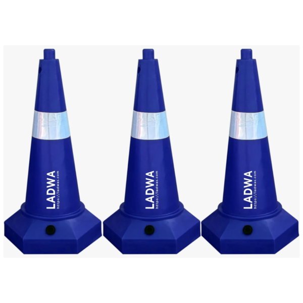 3 blue coloured traffic cone 750mm