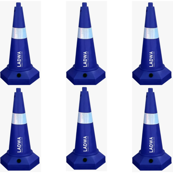 6 Pcs 5 kg Heavy Base Blue coloured Road Traffic Cone