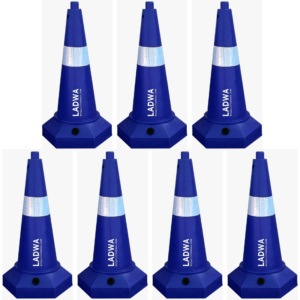 7 blue coloured traffic cone 750mm