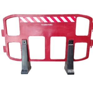 red color robust road safety barricade with interlocking & customizable option
