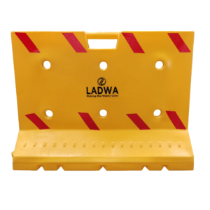 Ladwa Water Filling L-Type 1000mm Yellow Road Barricade in Bangalore| barricade| safety barricade| traffic barricade| road barrier