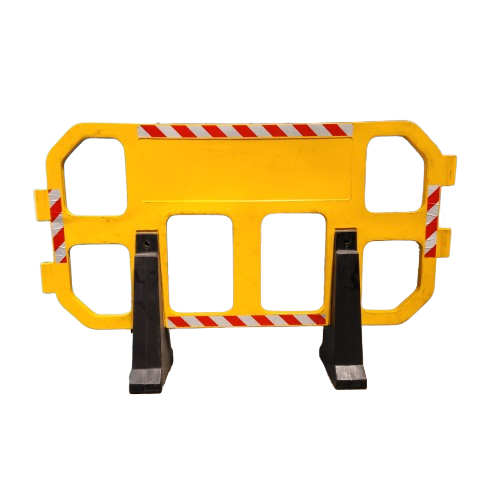 Yellow Color Road Safety Barricade with Stylish black Leg