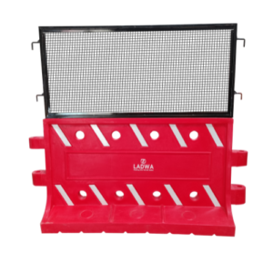 durable red road barricade with protective metal angle & mesh for efficient traffic management