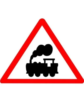 traffic sign railway crossing cautionary retro reflective road signage